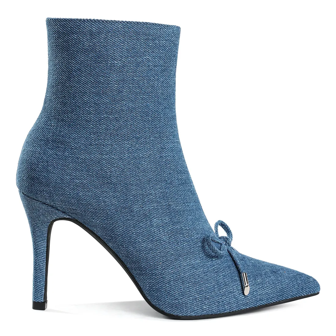 Bow Detail Denim Ankle Boots